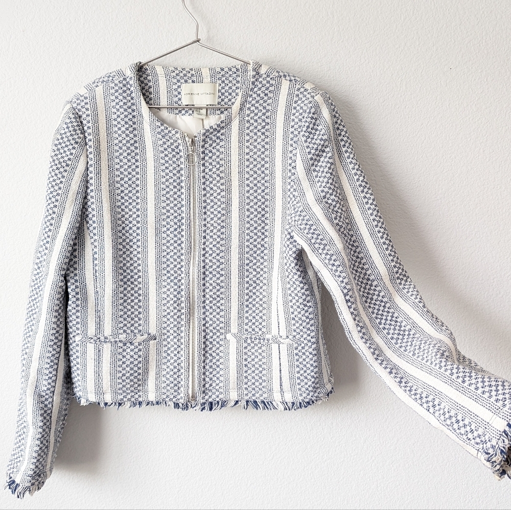 Adrienne Vittadini Blue and White Blazer